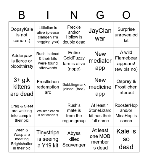 GalaxyClan Y20 bingo Card