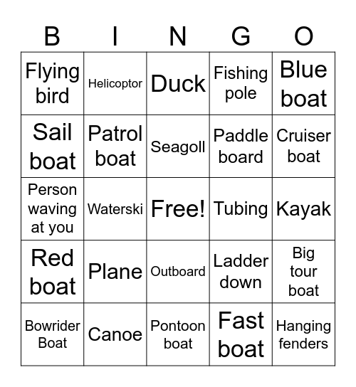 Patio Bingo Card