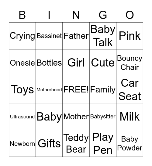Baby Bingo Card
