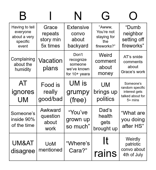 4th bingo Card