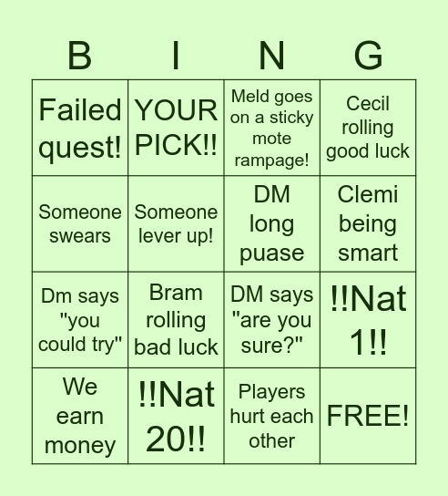 Evrighen tales Bingo! Bingo Card