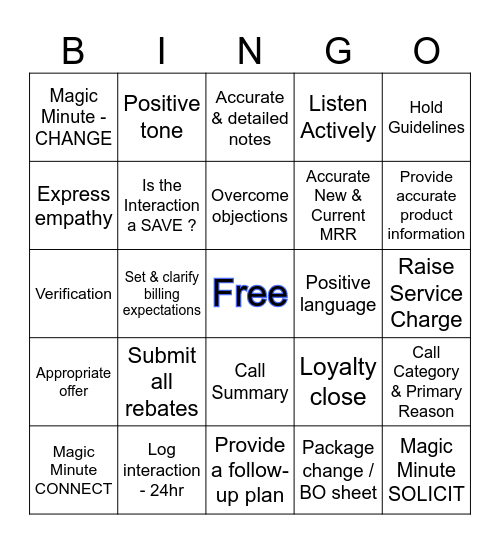 RETENTION Bingo Card