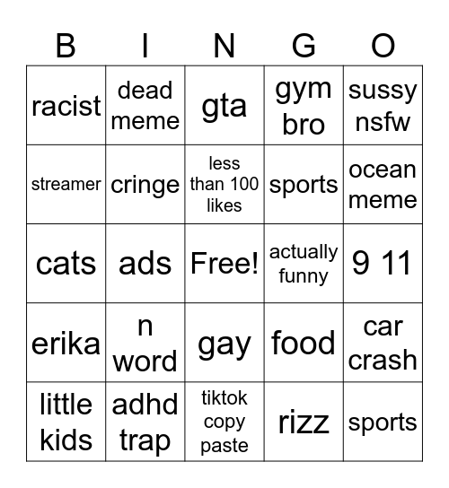reels Bingo Card