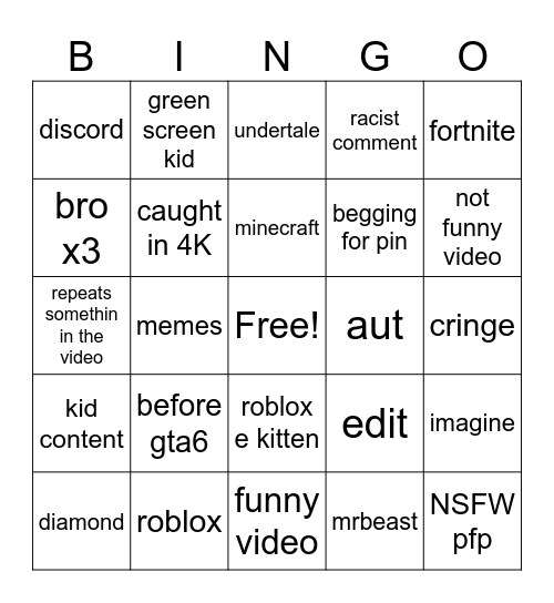 Untitled Bingo Card