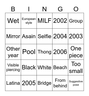 Bikini 👙 Bingo Card