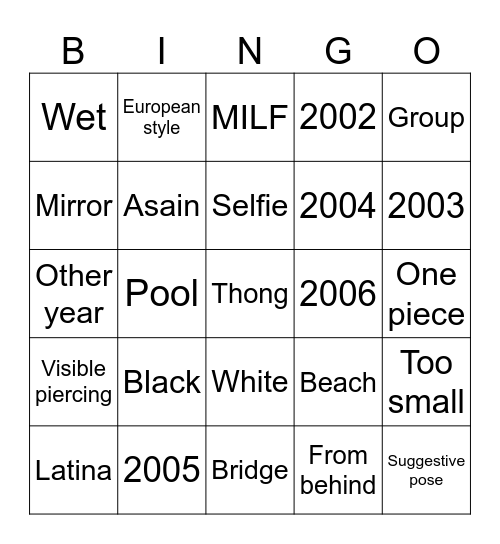 Bikini 👙 Bingo Card