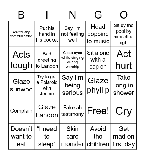 Hyeongyu Bingo Card