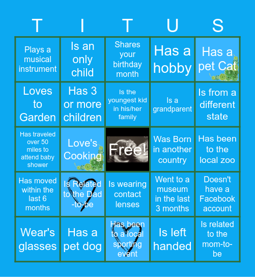 Cameron and Jamie's - Black Out Titus Card Bingo Card