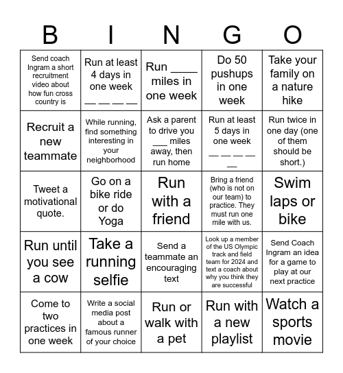 CC July Challenge Bingo Card