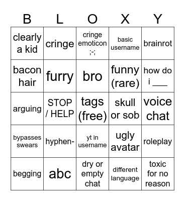 Bloxy Bingo Card
