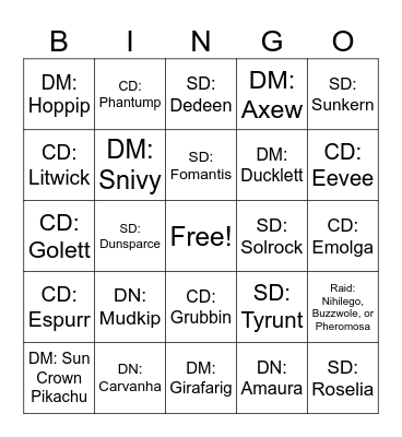 POGO FEST SHINY BINGO! Bingo Card