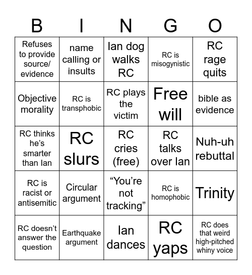 RC Bingo Card