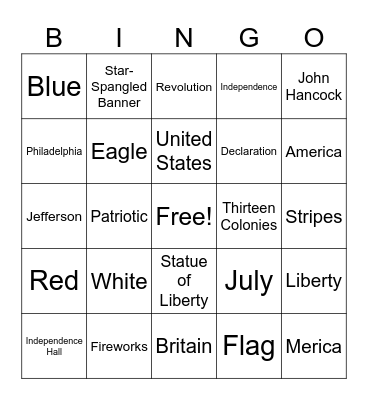 Independence Day Bingo! Bingo Card