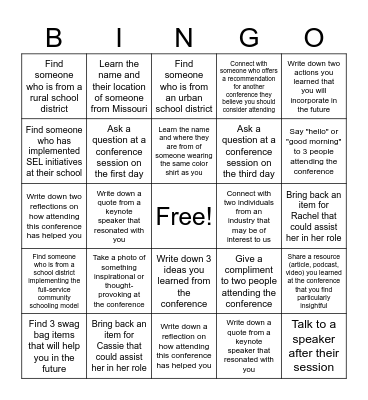 Conference Bingo Card