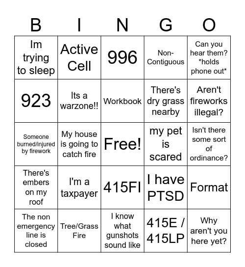 Fourth of July Bingo Card