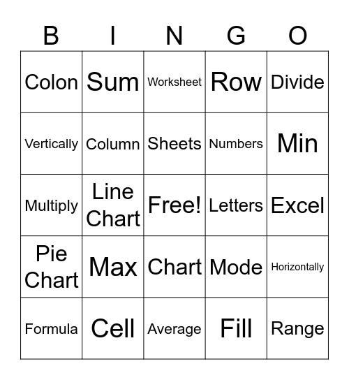 Spreadsheet Bingo Card