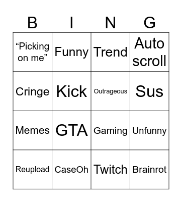 Yt shorts Bingo Card