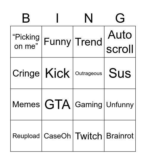 Yt shorts Bingo Card