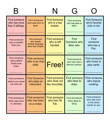 Big Easy Retreat Teen Edition Bingo Card