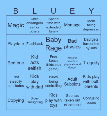 Bluey Bingo Card