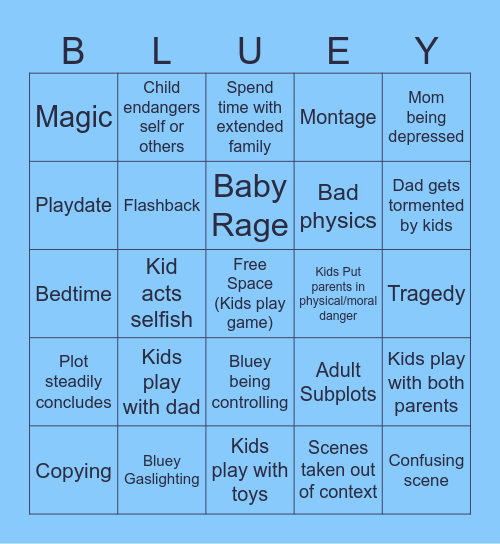 Bluey Bingo Card