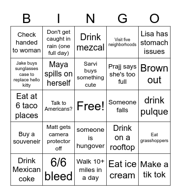 CDMX Bingo Card