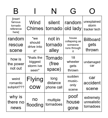 tonado movies Bingo Card