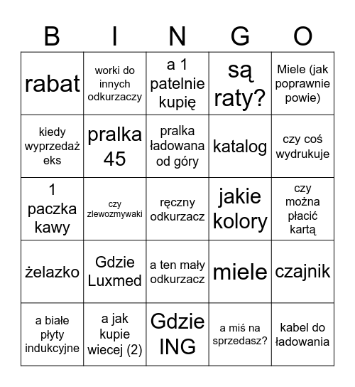 miele bingo Card