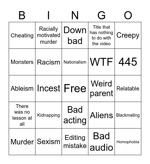 A Tomorrow's Teachings bingo card Bingo Card