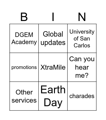 iCCM Global Call Bingo Card