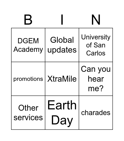 iCCM Global Call Bingo Card