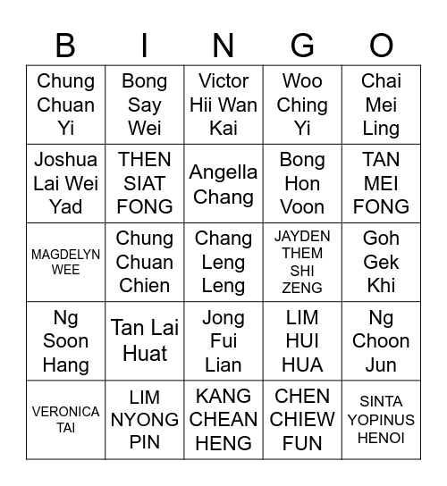 Bingo!终于认识你们了 Bingo Card