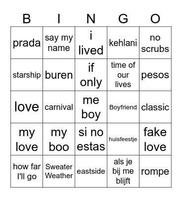 Bingo H3B Bingo Card