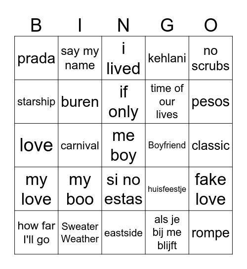 Bingo H3B Bingo Card
