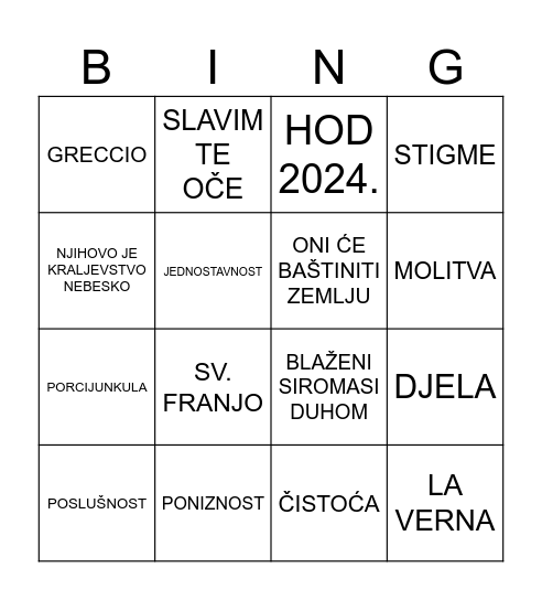 framaški BINGO Card