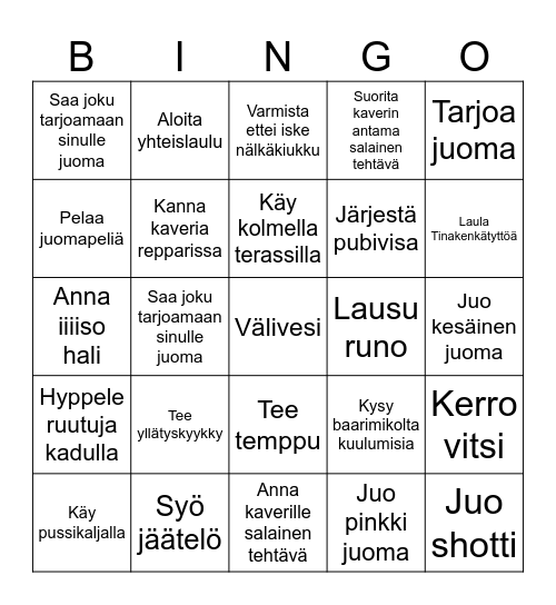 Terassiapprot Bingo Card