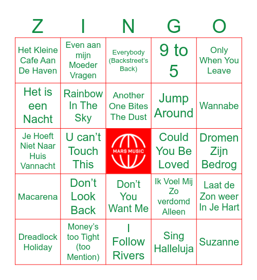 Classics Eighties & Nineties Bingo Card