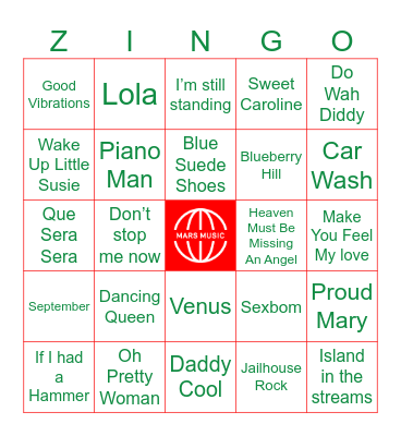Classic Oldies Bingo Card