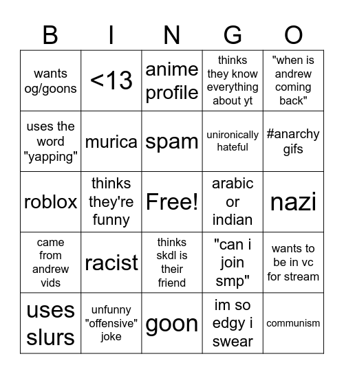 skdl public user Bingo Card