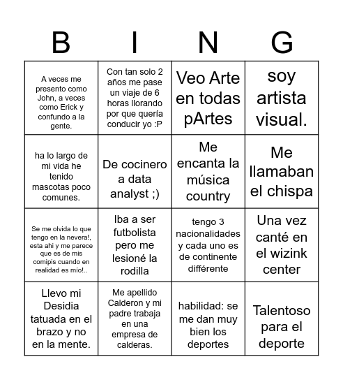 Ironhack Fun Fact Bingo Card