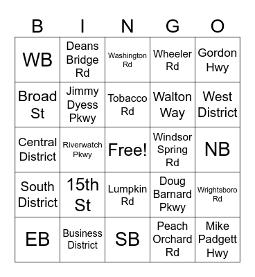 Geography Bingo Card