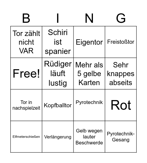 Deutschland - Spanien Bingo Card