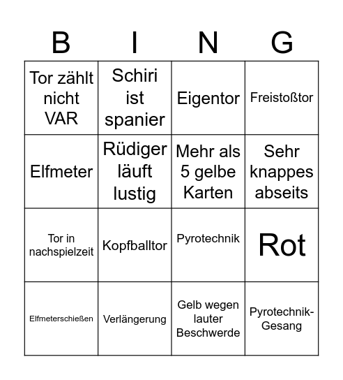 Deutschland - Spanien Bingo Card