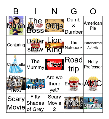 Movie Night Bingo Card