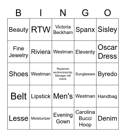 X Bingo 7/5 Bingo Card