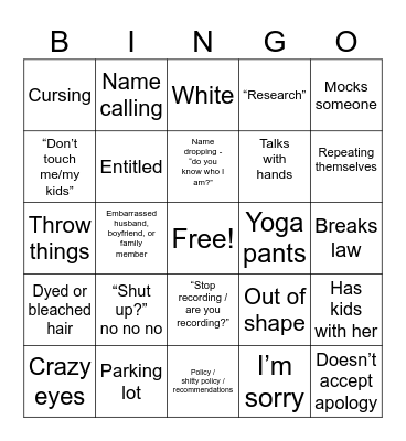 KAREN BINGO Card