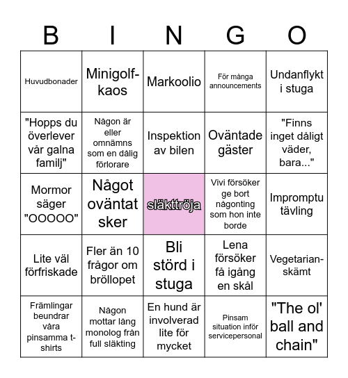 Släktträff 2024 Bingo Card