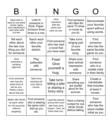 Interactive Human Bingo Card