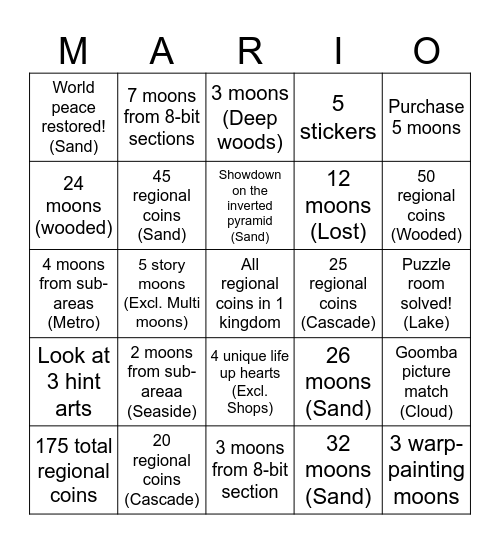 Smo Bingo Card