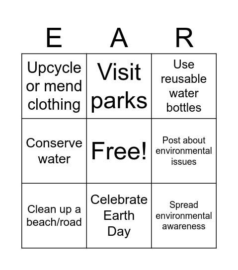 Environmental Bingo Card